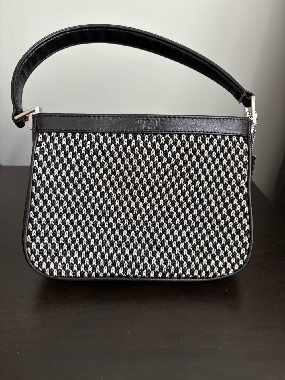 The Sak Black & White Woven Mini Shoulder Bag